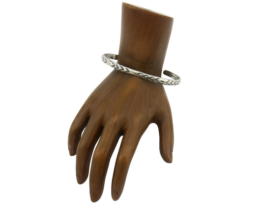 Navajo Bracelet .925 Silver Hand Stamped Arrow Head Artist I Montoya C.80's