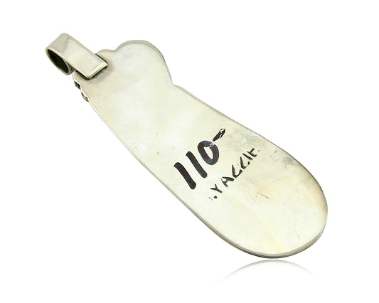 Navajo Pendant .925 Silver Real Natural Pink Mussel Signed Yazzie C.80's