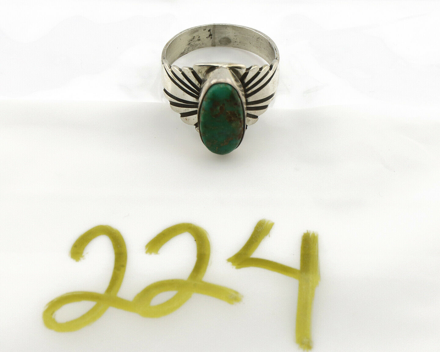Navajo Ring .925 Silver Blue Green Arizona Turquoise Artist Signed Apache C.80's