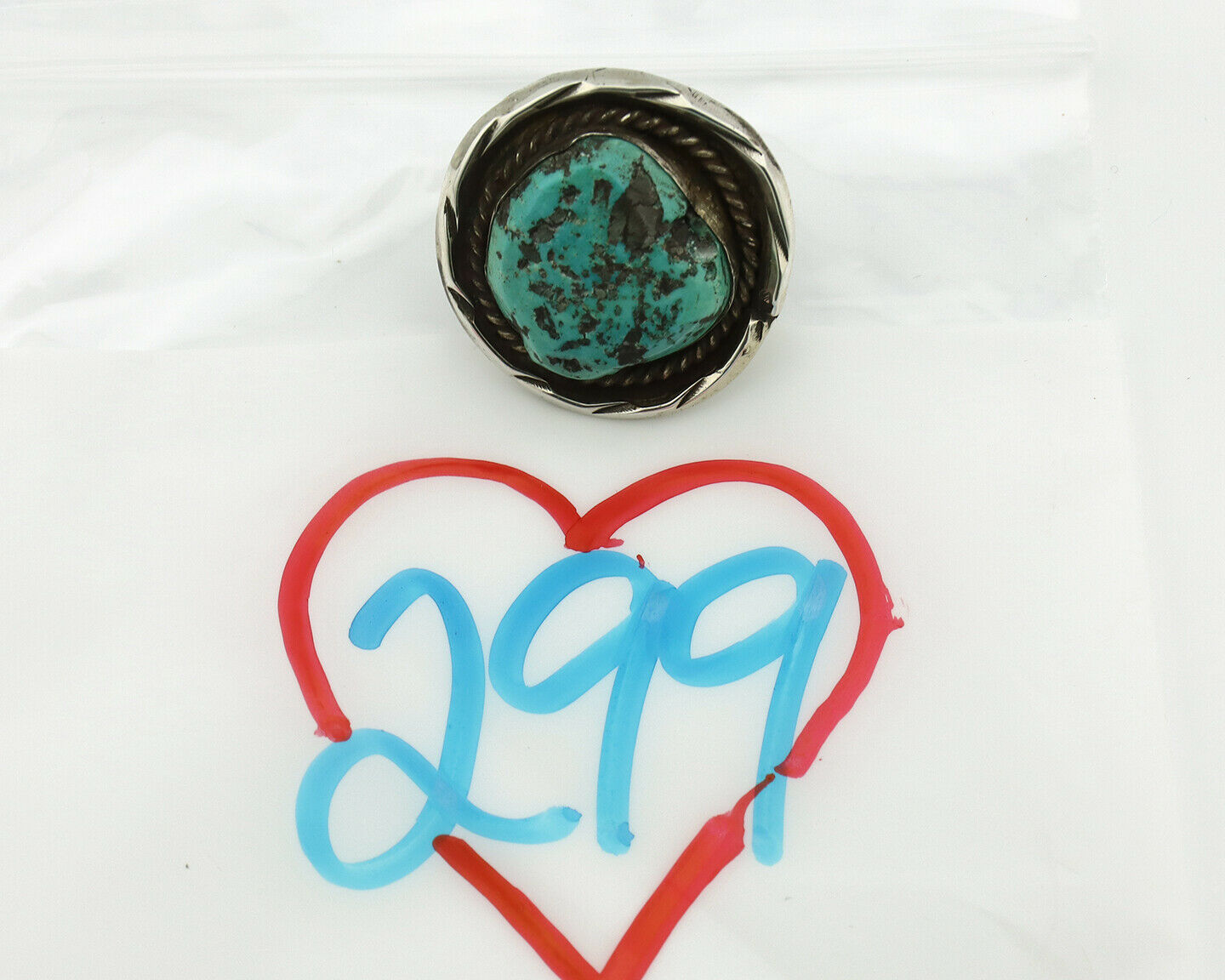 Navajo Ring .925 Silver Blue Turquoise Native American Artist C.80's