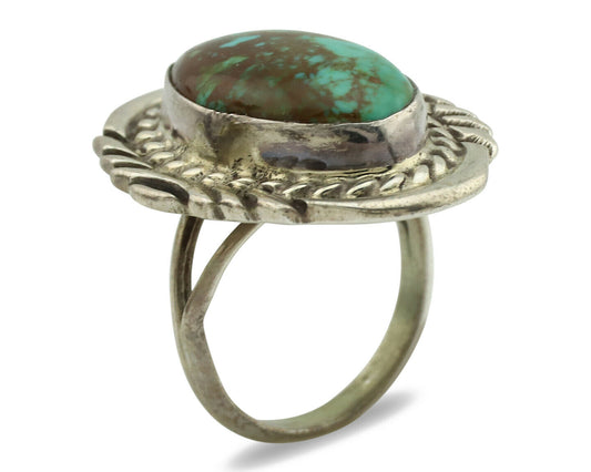 Navajo Ring .925 Silver Kingman Turquoise Signed Billy Eagle C.1980's