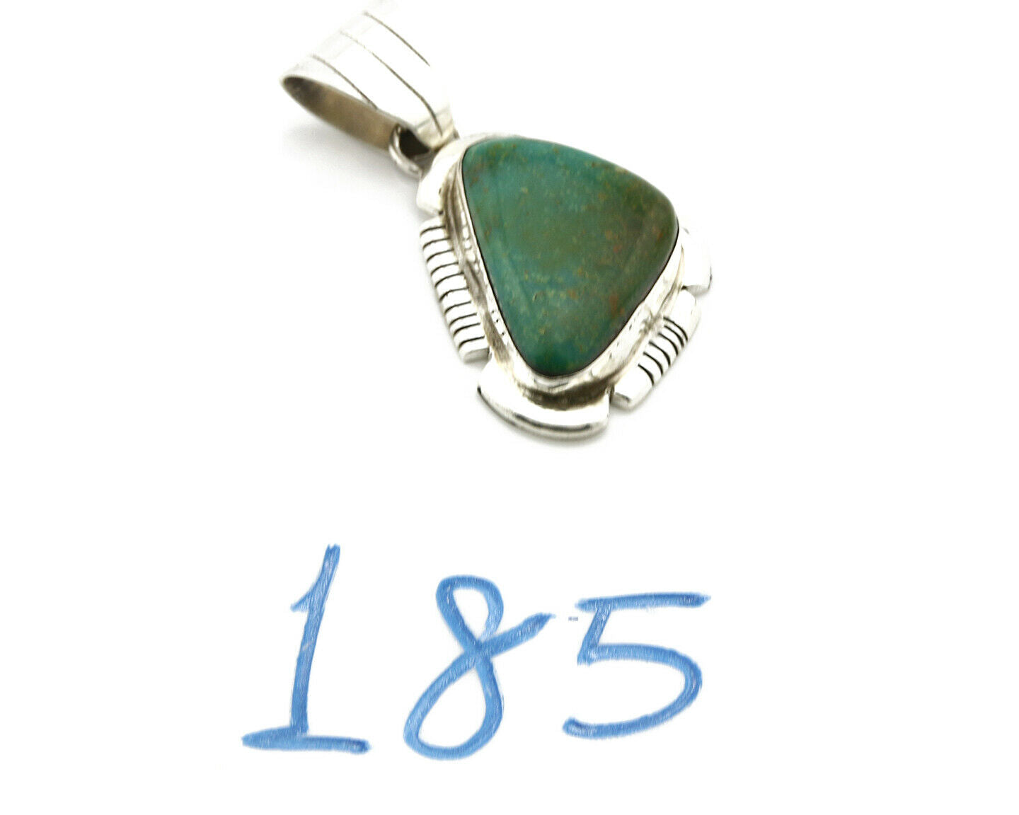 Navajo Pendant .925 Silver Kingman Turquoise Signed Artist HB C.80's