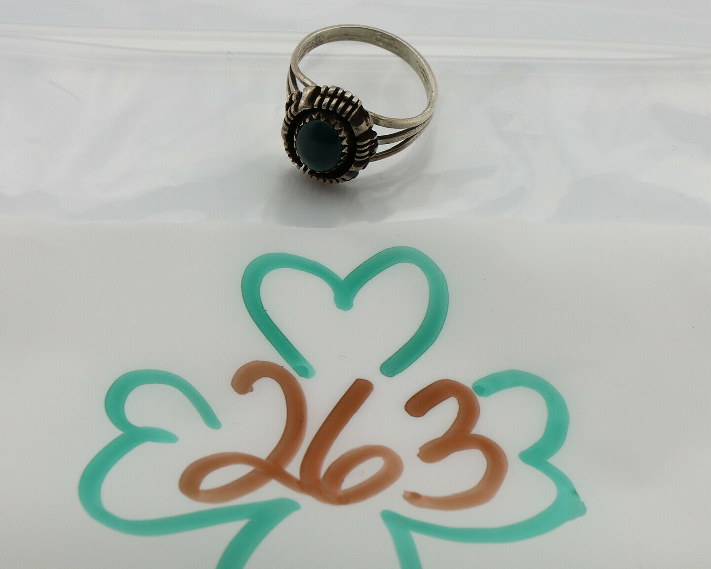 Navajo Ring .925 Silver Black Turquoise Artist Signed T.I.W C.80's