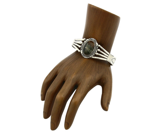 Navajo Bracelet 925 SOLID Silver Natural Jasper Artist William Denetdale C80s