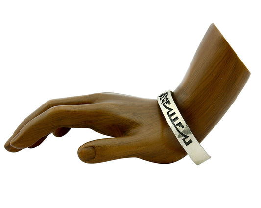 Navajo Bracelet Overlay Design .925 SOLID Sterling Silver Signed Artist SC C.80s