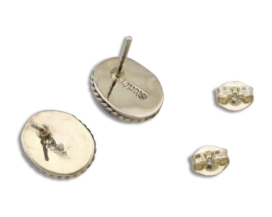 Navajo Earrings 925 Silver Natural Mined Lapis Native American Artist C80s