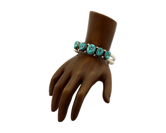 Navajo Bracelet 925 Silver Spiderweb Turquoise Artist Signed E SANDAVOL C80s