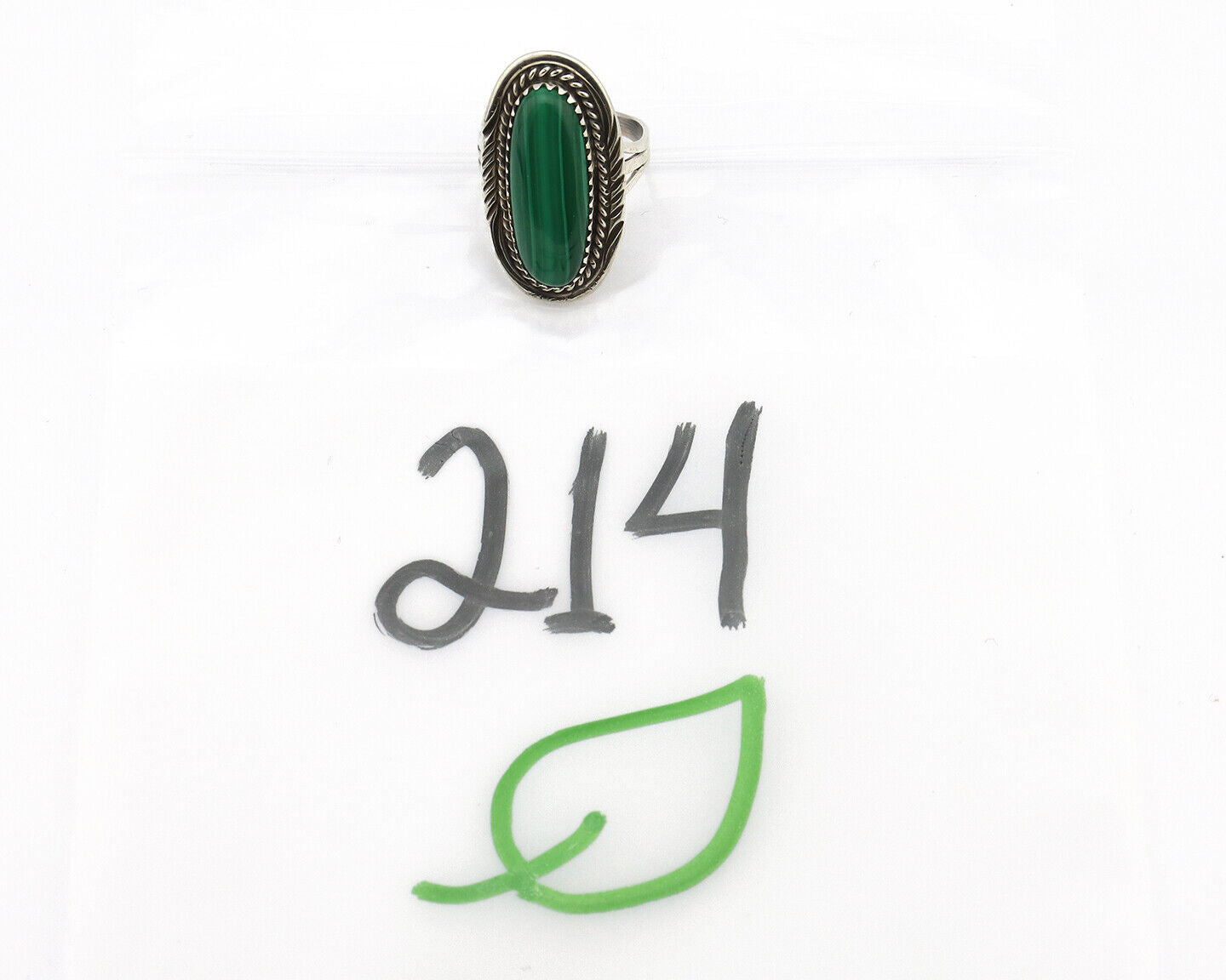 Navajo Ring 925 Silver Natural Malachite Artist Signed William Denetdale C.80's