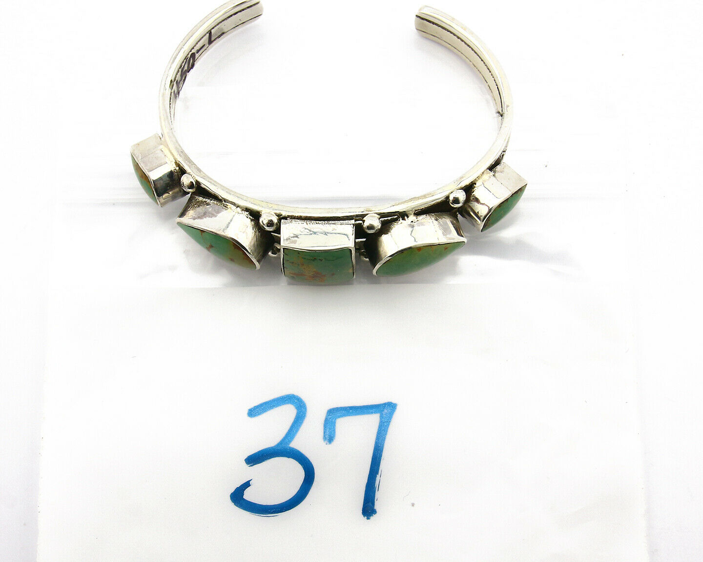 Navajo Turquoise Bracelet SOLID .925 Silver Signed Artist GN C.80's