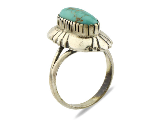 Navajo Ring .925 Silver Arizona Turquoise Signed M Montoya C.80's