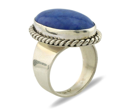 Navajo Ring 925 Silver Natural Lapis Artist Signed Wilbur Musket Jr C.80's