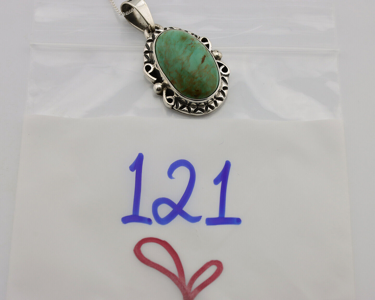 Navajo Necklace .925 Silver Kingman Turquoise Native American Signed C.1980's
