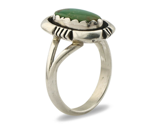 Navajo Ring .925 Silver Kingman Turquoise Handmade Native American Artist C.80's