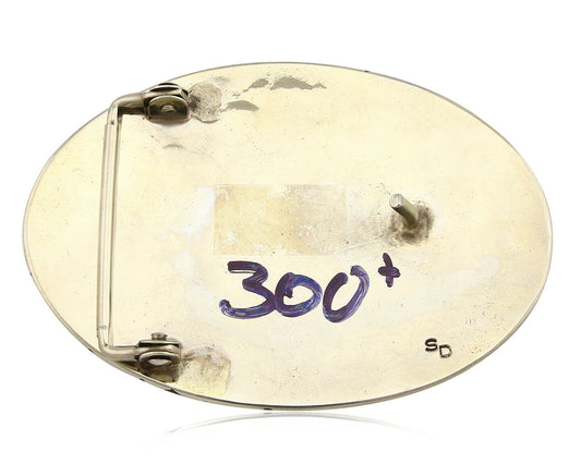 Navajo Belt Buckle .999 Nickle Silver Turquoise Coral Signed SD C.80's