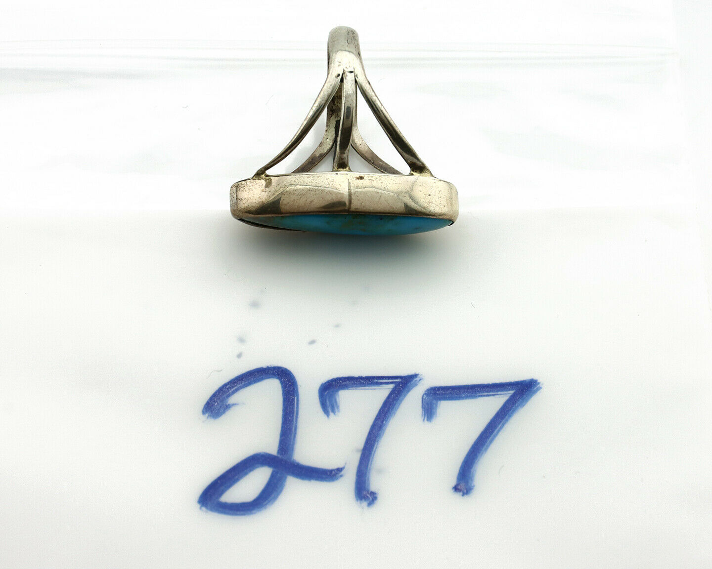 Navajo Ring .925 Silver Nevada Turquoise Native American Artist C.80's