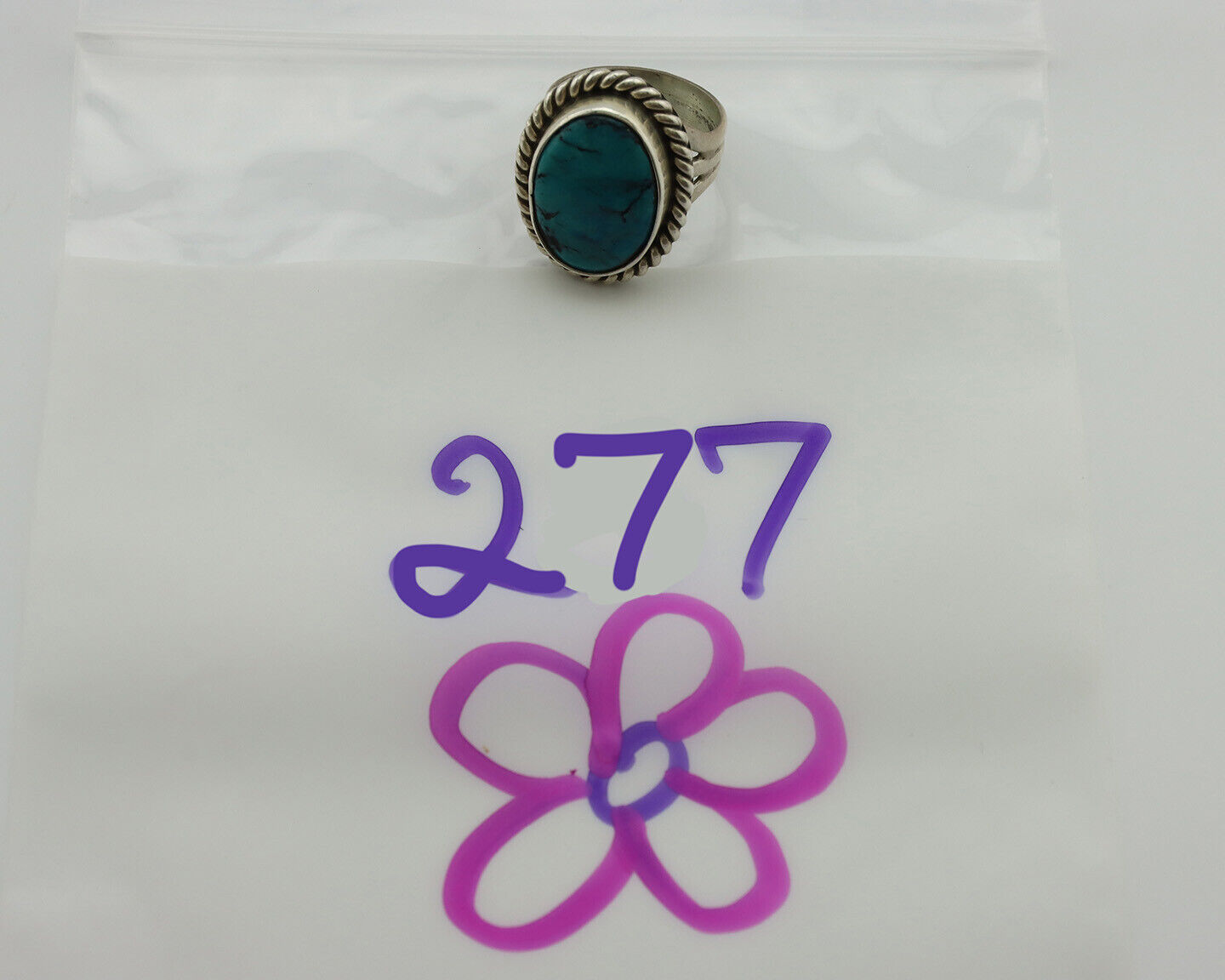 Navajo Ring .925 Silver Natural Blue Turquoise Native American Artist C.1980's
