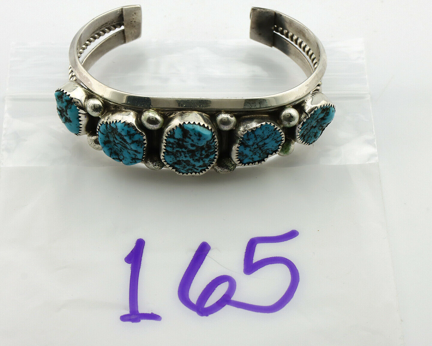 Navajo Bracelet .925 Silver Sleeping Beauty Turquoise Artist Josephine Rojas C90