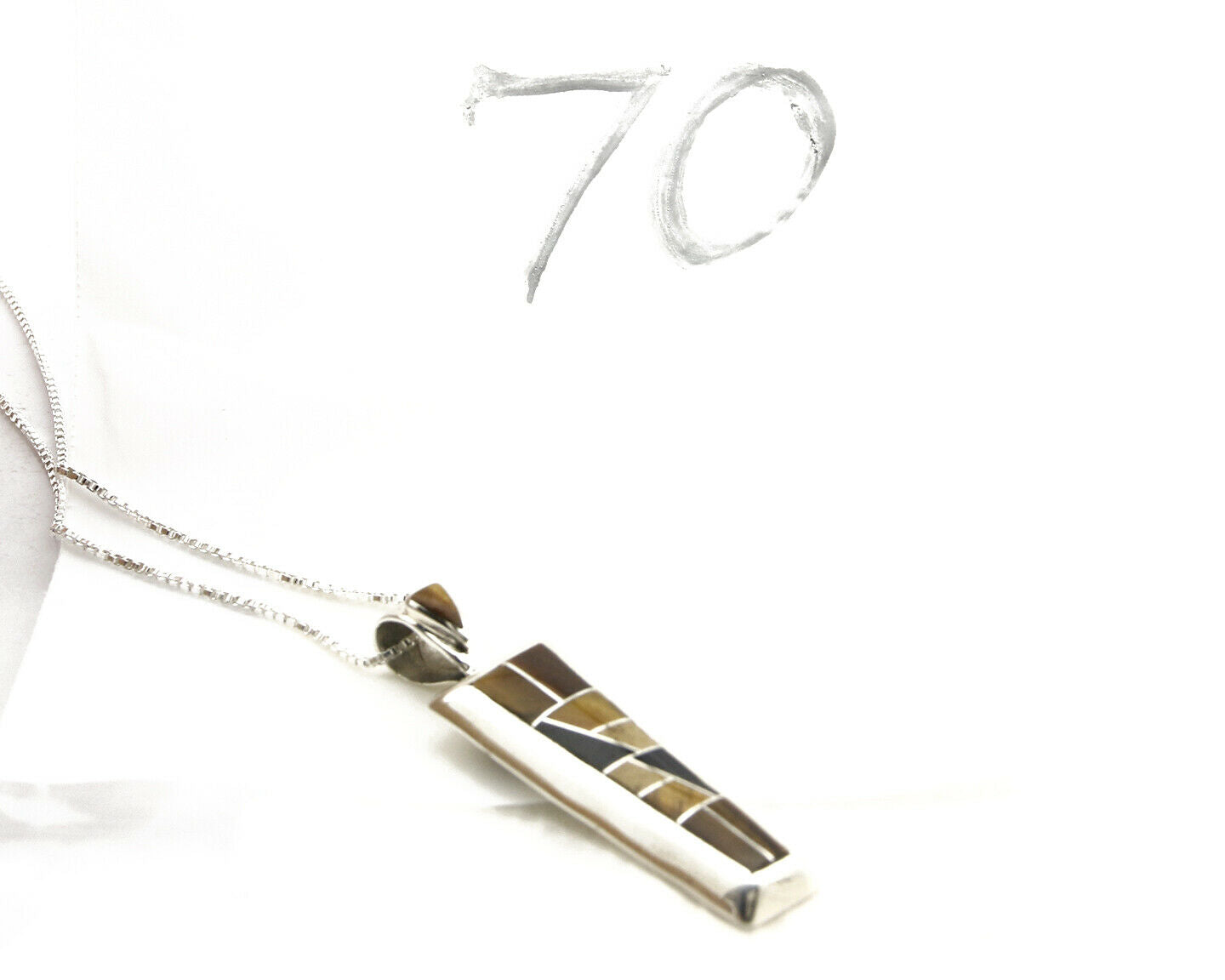 Women's Navajo Necklace Inlaid Gemstone .925 Silver Signed AS