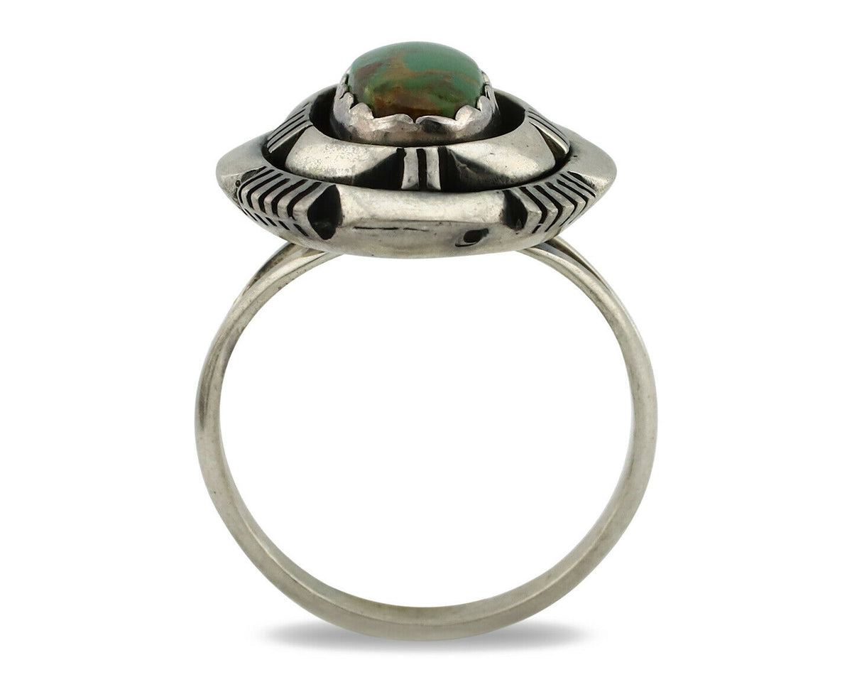Navajo Ring .925 Silver Royston Turquoise Artist Signed L. M. Nez C80s