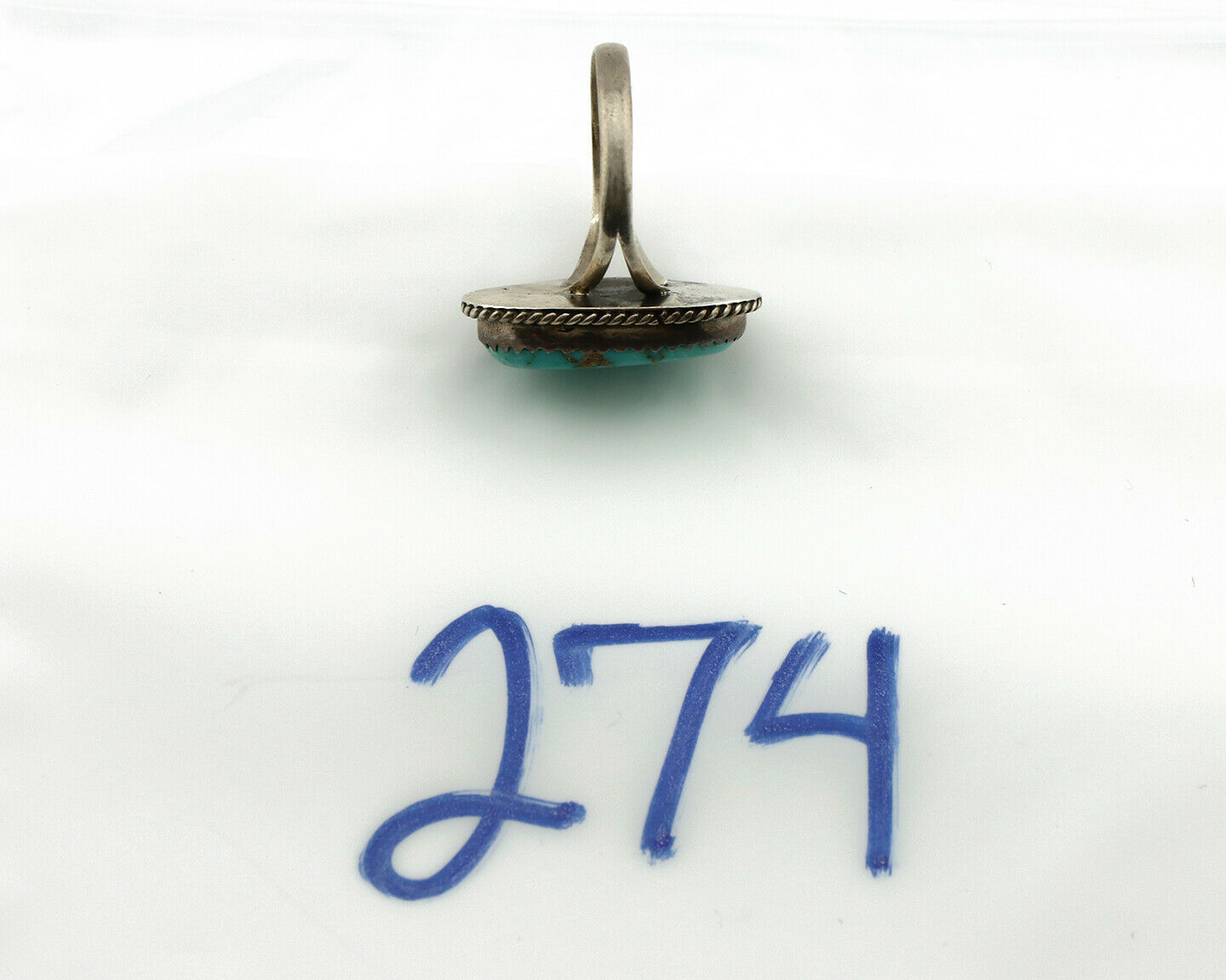 Navajo Ring .925 Silver Morenci Turquoise Handmade Native American Artist C.80's