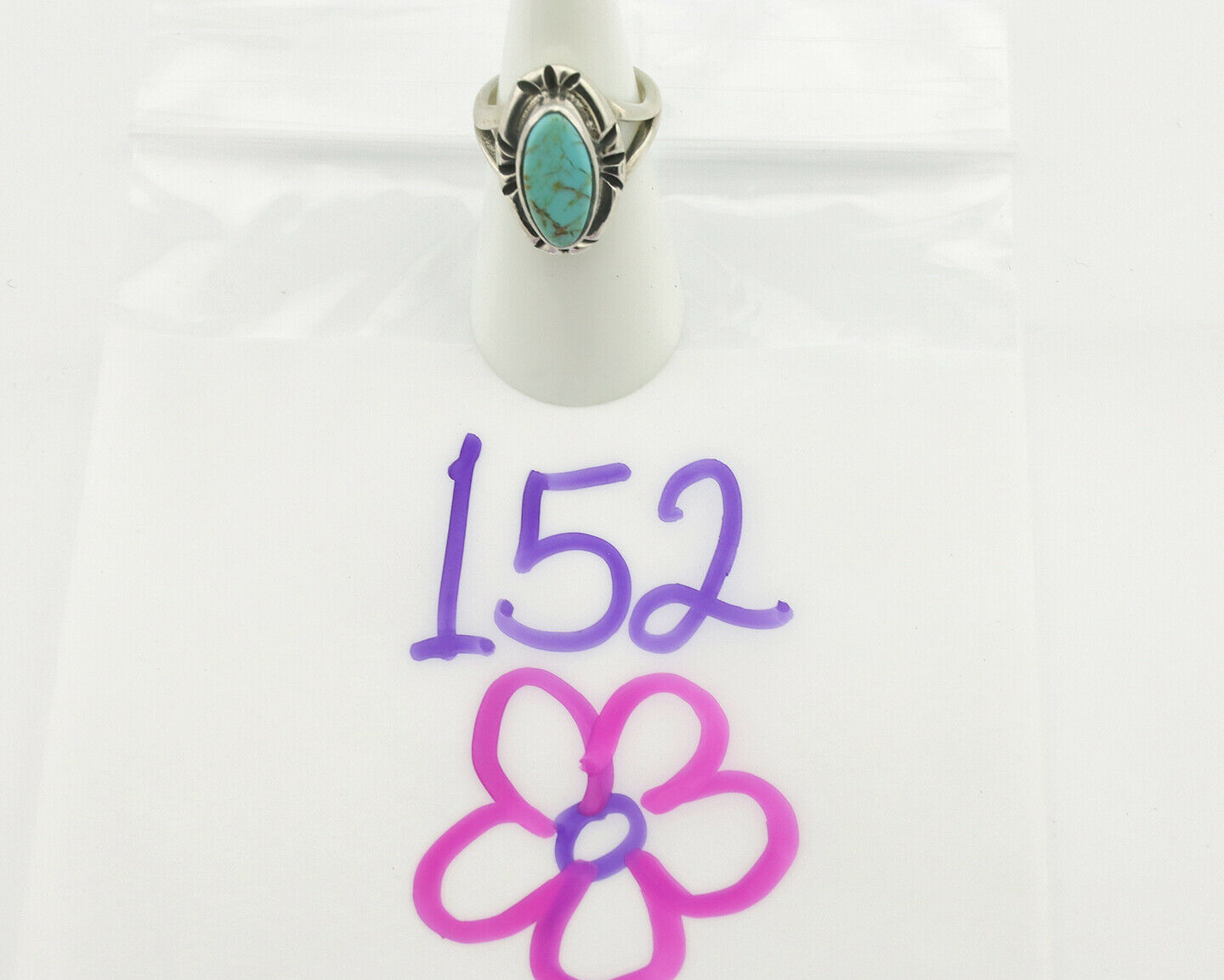 Navajo Ring .925 Silver Natural Mined Turquoise Artist Signed Gecko C.80's