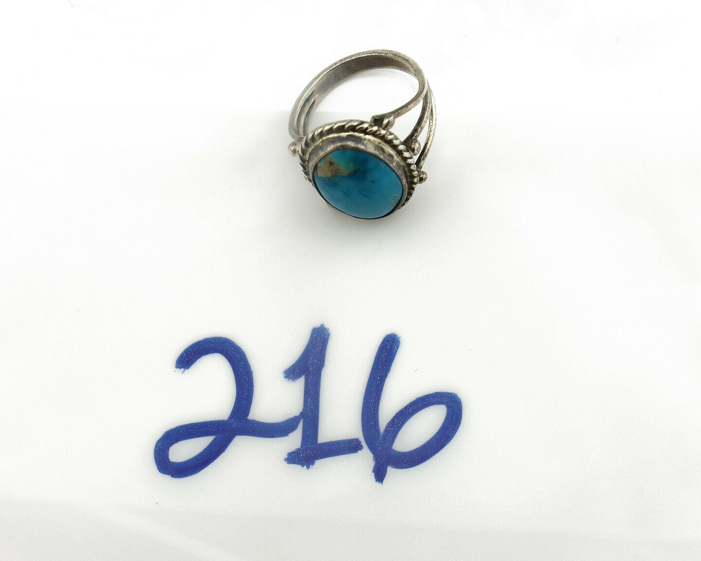 Navajo Ring .925 Silver Natural Blue Turquoise Native American Artist C.80's