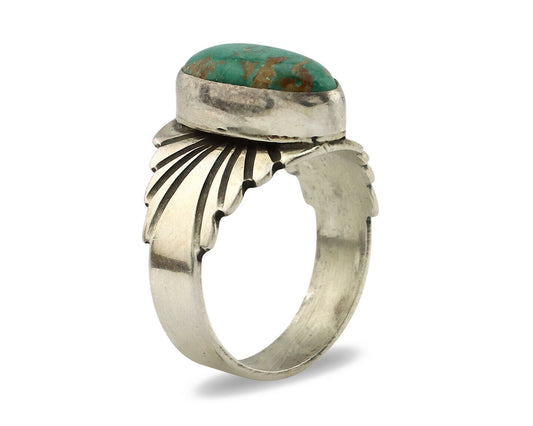 Navajo Ring .925 Silver Blue Green Arizona Turquoise Artist Signed Apache C.80's