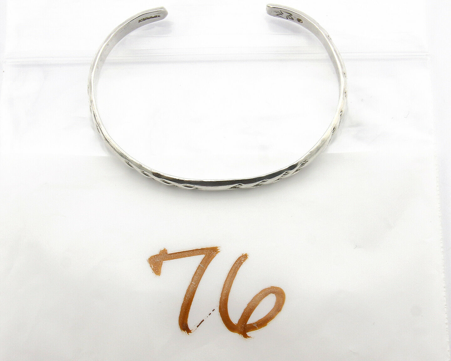 Navajo Bracelet .925 Silver Hand Stamped Arrow Head Artist Montoya C.80's