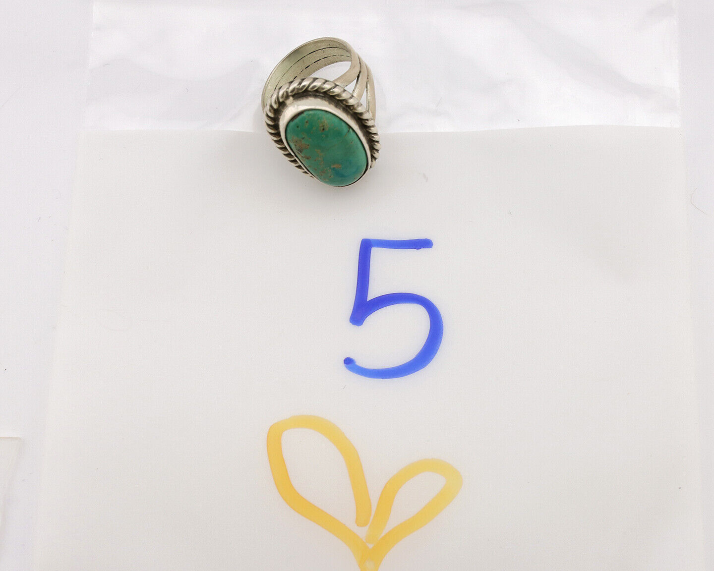Navajo Ring .925 Silver Natural Kingman Turquoise Native American Artist C.1980s