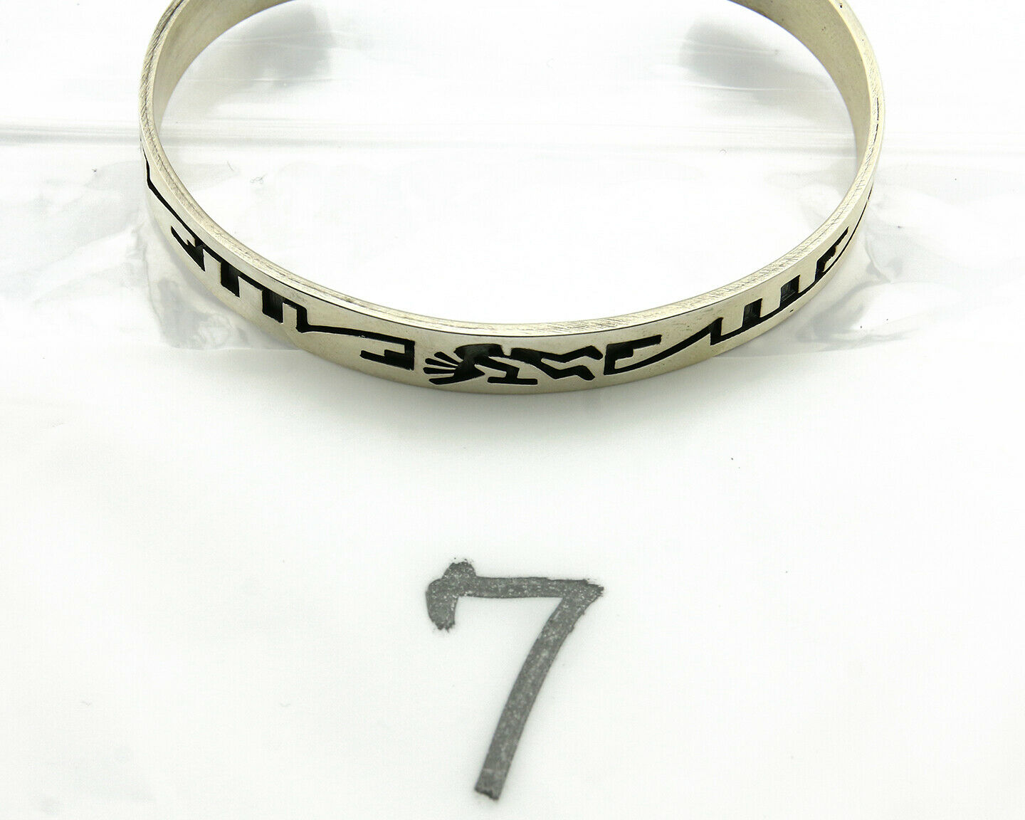 Navajo Bracelet Overlay Design .925 SOLID Sterling Silver Signed Artist SC C.80s