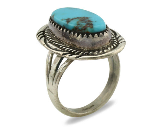 Navajo Ring .925 Silver Blue Native American Artist C.1980's