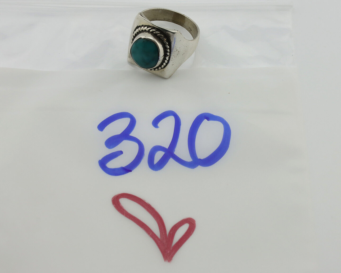 Navajo Ring .925 Silver Natural Turquoise Handmade Native American Artist C.80s