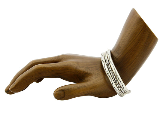 Women's Navajo Bracelet .925 Silver Handmade Cuff Native American Artist C.1980s