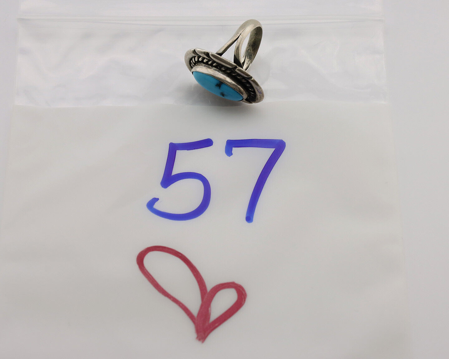 Navajo Ring .925 Silver Sleeping Beauty Turquoise Artist Signed M Montoya C.80's