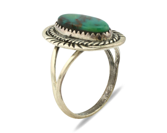 Navajo Ring .925 Silver Kingman Turquoise Native American Artist C.1980's