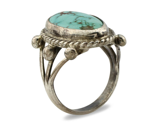 Navajo Ring .925 Silver Blue Southwest Turquoise Native American Artist C80s