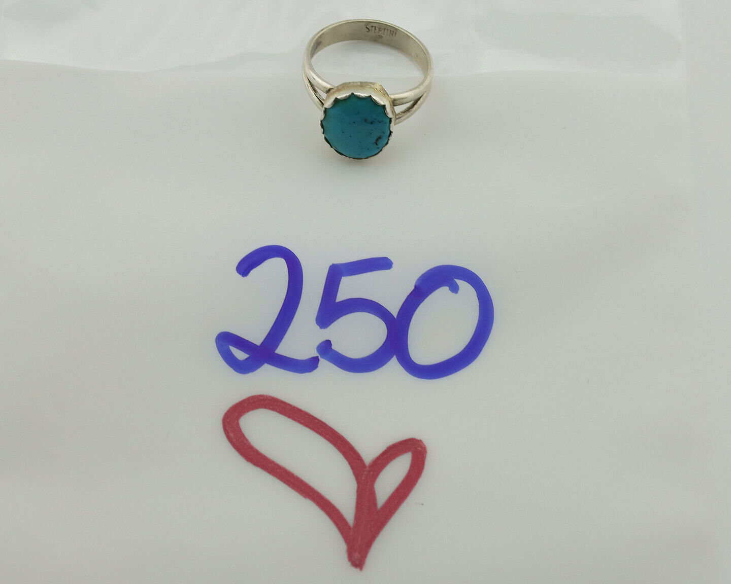 Navajo Ring .925 Silver Sleeping Beauty Turquoise Native American Artist C.1980s