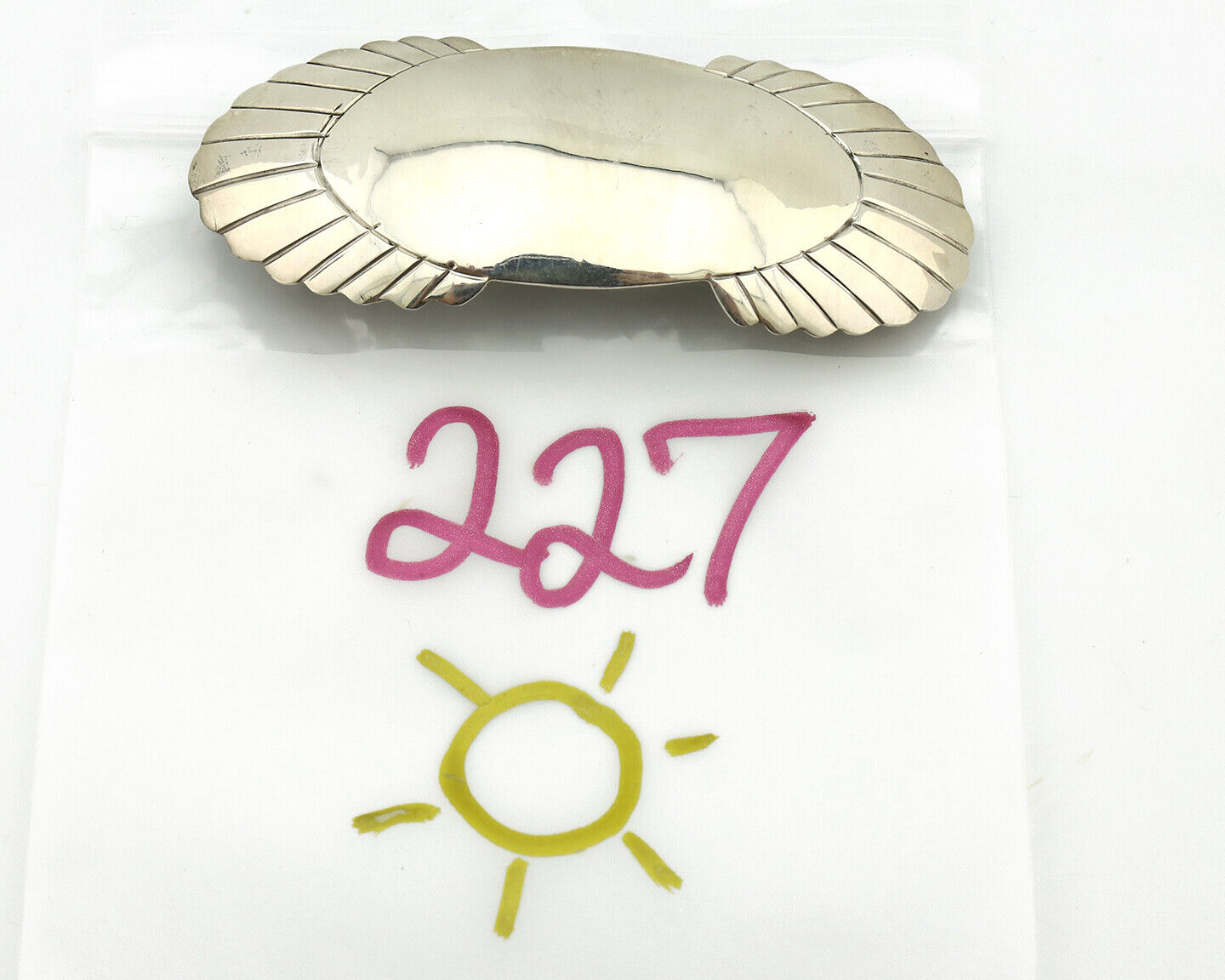 Navajo Hair Clip Barrette .925 Silver Hand Stamped Artist Signed C Montoya C80s