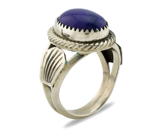 Navajo Ring 925 Silver Natural Handmade Natural Lapis Native American Artist C80