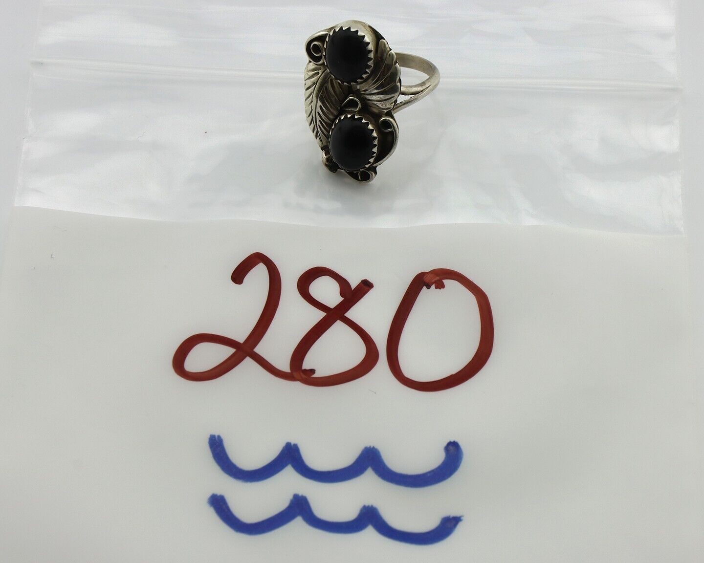 Navajo Ring 925 Silver Natural Mined Onyx Artist Signed T Thomas C.80's