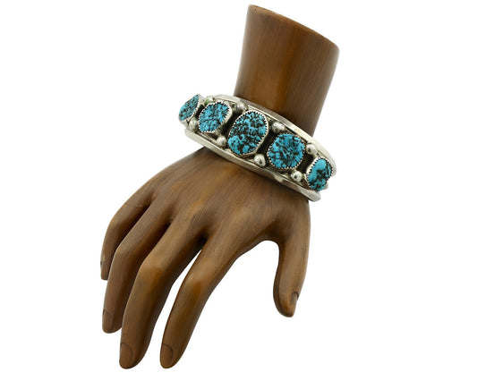 Navajo Bracelet .925 Silver Sleeping Beauty Turquoise Artist Josephine Rojas C90