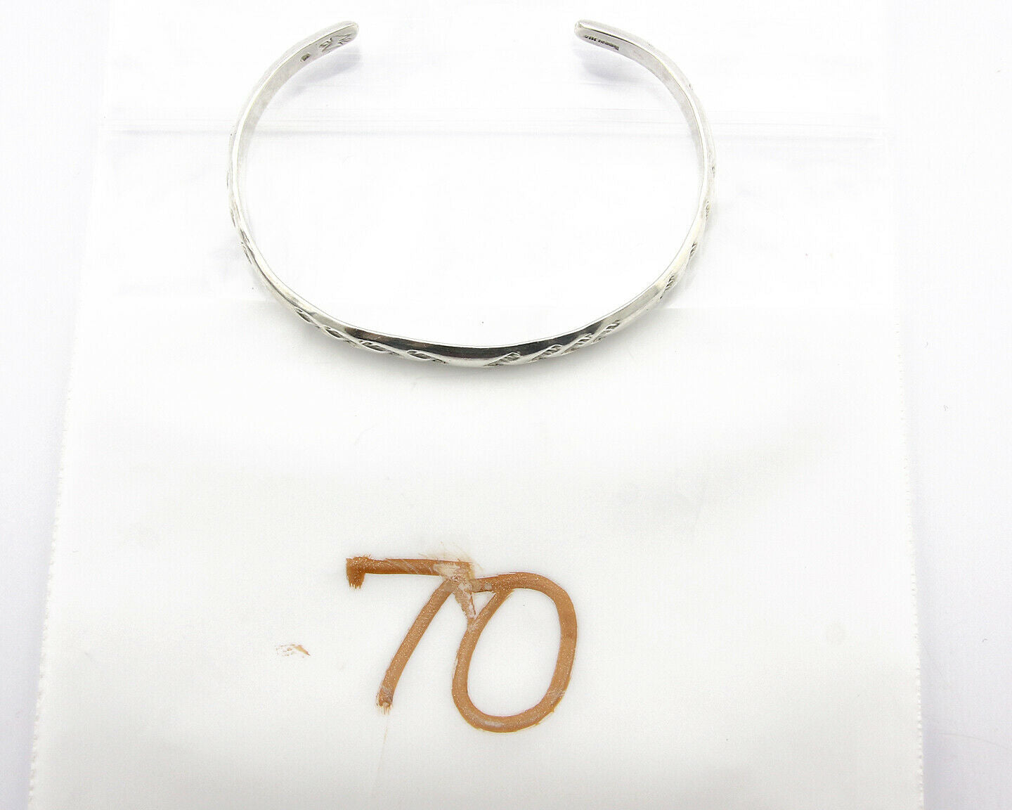 Navajo Bracelet .925 Silver Hand Stamped Arrow Head Artist Montoya C.80's