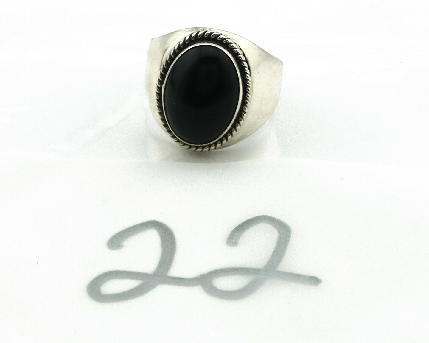 Navajo Ring .925 Silver Handmade Black Onyx Native American Artist C.80's