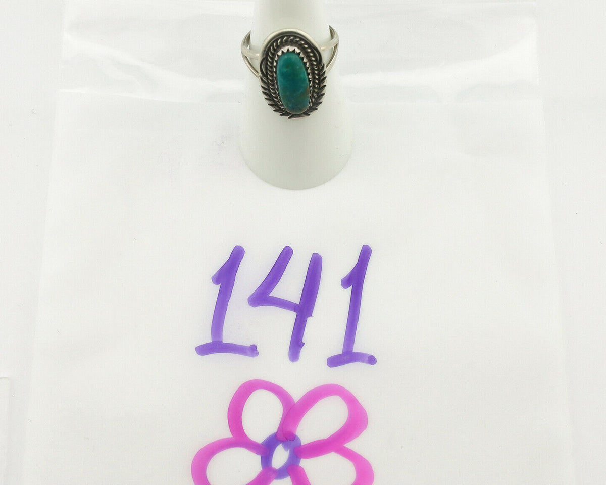 Navajo Ring .925 Silver Natural Turquoise Native American Artist C.1980's