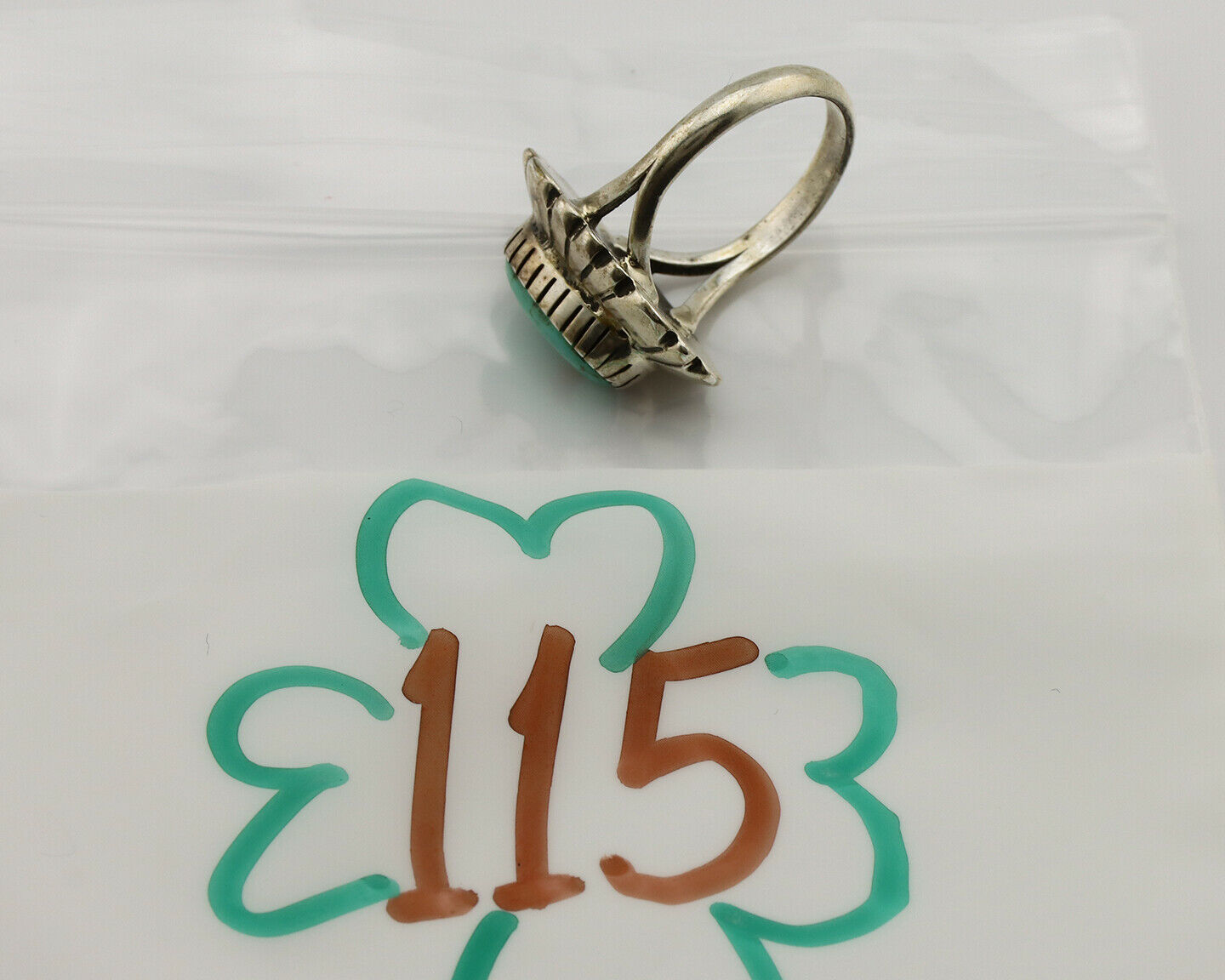 Navajo Ring .925 Silver Green Turquoise Artist Signed M Montoya C.80's