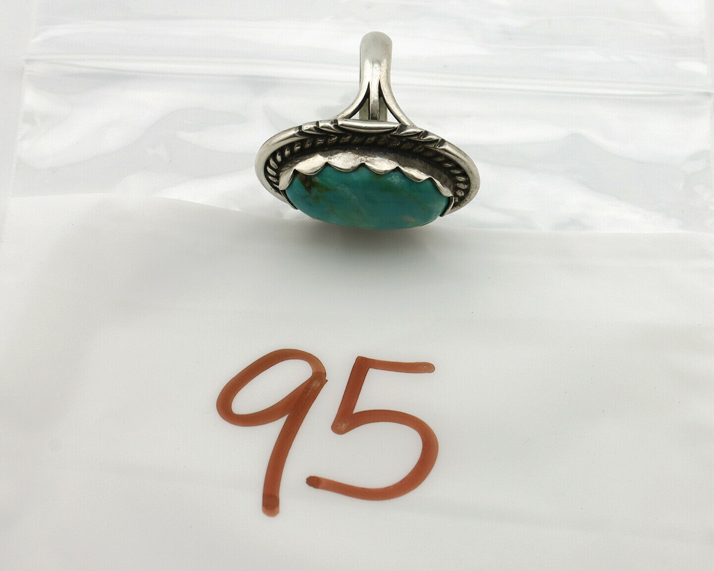 Navajo Ring .925 Silver Turquoise Mountain Apache MFG C.80's