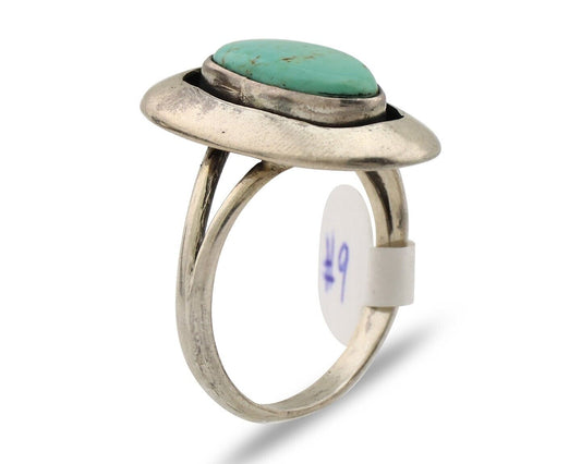 Navajo Ring 925 Silver Natural Blue Turquoise Artist Signed M Montoya C.80's