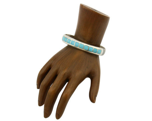 Navajo Bracelet .925 Silver Southwest Turquoise Cuff Artist TAHE C.80's