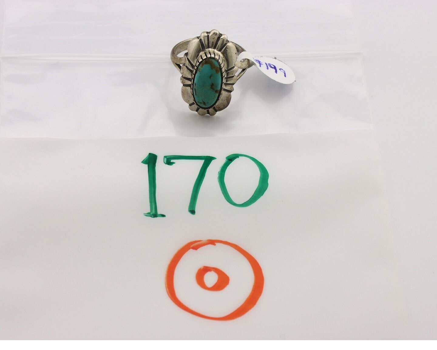 Navajo Ring 925 Silver Natural Blue Turquoise Artist Signed M Montoya C.80's