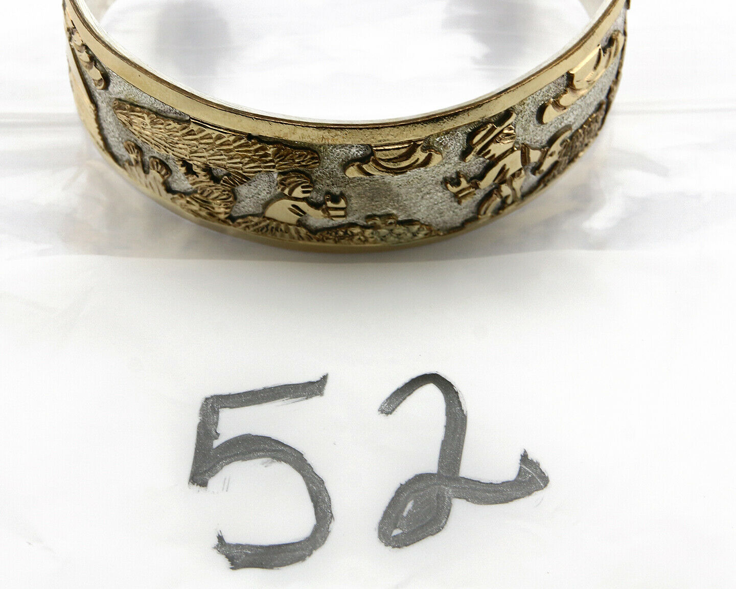 Navajo Bracelet Pictograph Landscape SOLID .925 Silver & 12K GF Artist Signed B